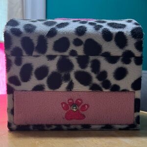 Plush Black and White Spot Jewelry Box with Pink Paw Accent
